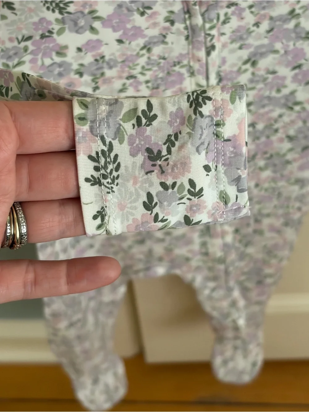 NWT Angel Dear Bamboo Lavender Floral Footed One-Piece Pajama